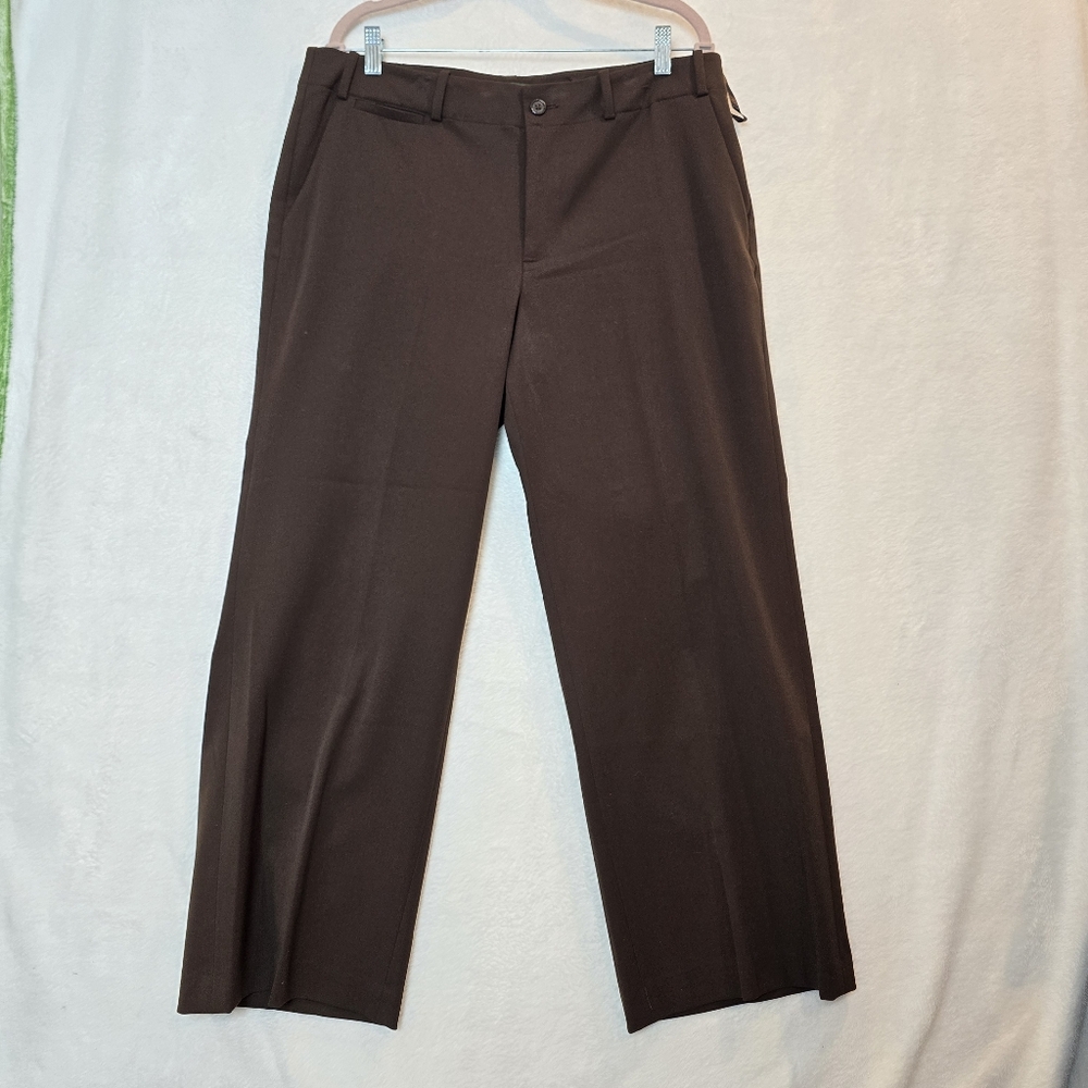 LAUREN RALPH LAUREN Sanderson Classic Career Trouser Pants Brown SZ 12 NWT $109